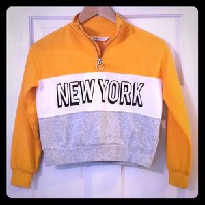 Girls cropped zip neck sweater